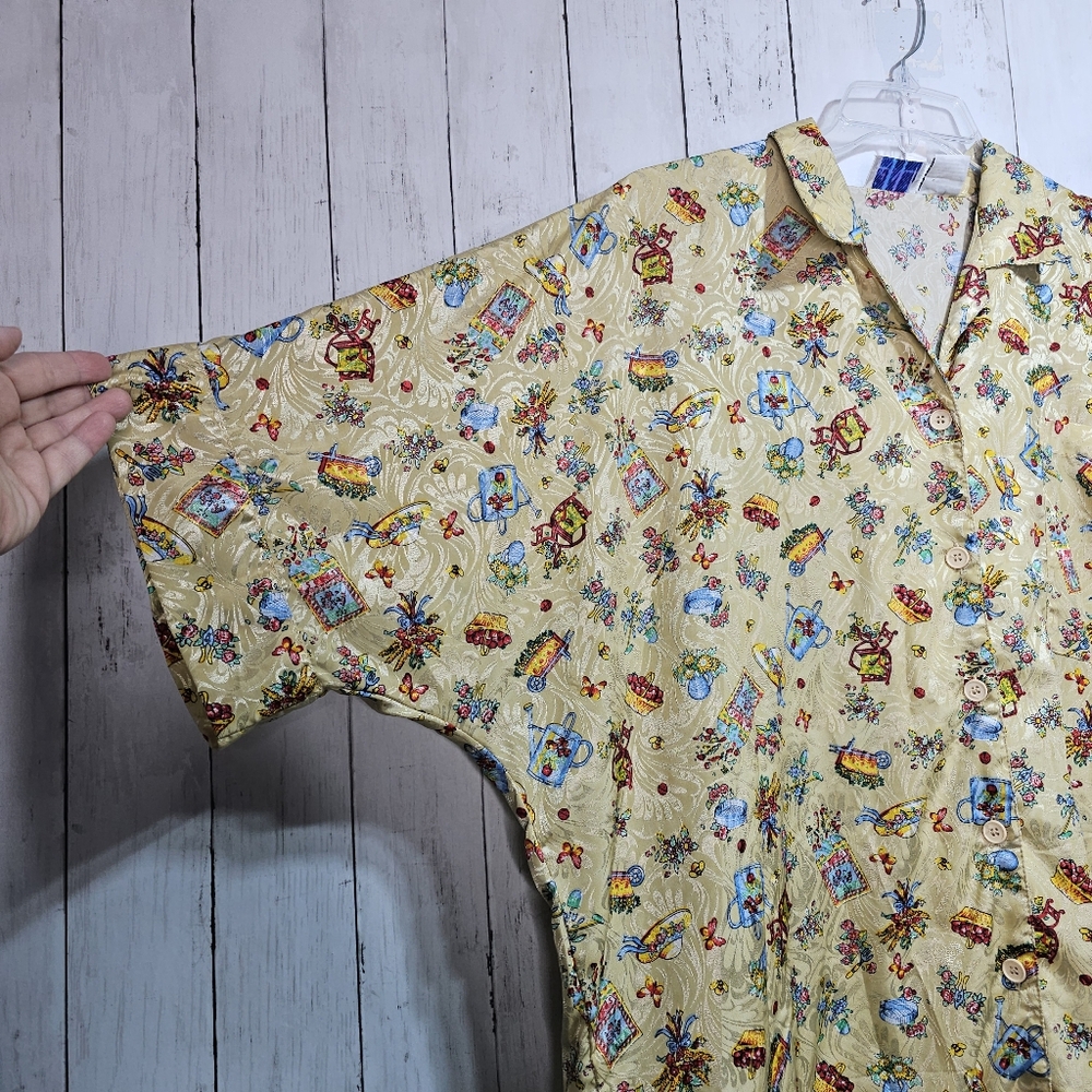 Vintage La Nuit Intimates Women's Floral Garden Print Lounge Gown One Size. - Picture 4 of 9